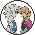 Frozen Elsa And Anna Various Poses Including Ice Skating And Portraits - Filled Embroidery Design - 3054