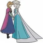 Frozen Elsa And Anna Sisterly Portraits Oval Frames And Full Body Poses - Filled Embroidery Design - 3058