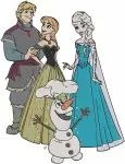 Frozen Characters Elsa Anna Kristoff Sven Dancing Ice Skating And Group Poses - Filled Embroidery Design - 3059