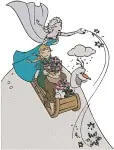 Frozen Characters Elsa Anna Kristoff Sven Dancing Ice Skating And Group Poses - Filled Embroidery Design - 3060