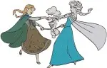 Frozen Characters Elsa Anna Kristoff Sven Dancing Ice Skating And Group Poses - Filled Embroidery Design - 3061
