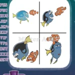 Disney Pixar Finding Nemo Dory Blue Tang With Nemo Clownfish Friends Swimming Designs - Filled Embroidery Design - Instant Download
