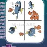 Disney Pixar Finding Nemo Dory And Nemo Underwater Adventure Blue Tang Clownfish - Filled Embroidery Design - Instant Download