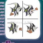 Disney Pixar Finding Nemo Gill Moorish Idol With Nemo Tank Gang Leader Collection - Filled Embroidery Design - Instant Download