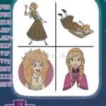 Disney Frozen Princess Anna Adventure Outfit Sleeping Waking Up Portrait Collection - Filled Embroidery Design - Instant Download