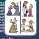 Disney Frozen Anna Hans Romantic Dance Kristoff Deception Love Triangle Bundle - Filled Embroidery Design - Instant Download