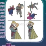 Disney Frozen Anna Kristoff Romantic Moments Falling Hugging True Love Set - Filled Embroidery Design - Instant Download