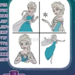 Disney Frozen Queen Elsa Ice Dress Snowflake Magic Graceful Ice Queen Poses Designs - Filled Embroidery Design - Instant Download