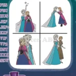 Frozen Elsa And Anna Sisterly Love Ice Magic Coronation Dress Winter Attire - Filled Embroidery Design - Instant Download