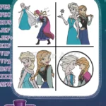 Frozen Elsa And Anna Various Poses Including Ice Skating And Portraits - Filled Embroidery Design - Instant Download