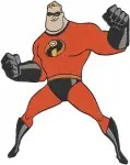 The Incredibles - Mr Incredible Bob Parr And Dash Parr Son - Superhero Father Son Dynamic Action Poses - Filled Embroidery Design - 7082