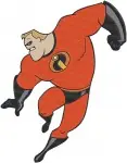 The Incredibles - Mr Incredible Bob Parr And Dash Parr Son - Superhero Father Son Dynamic Action Poses - Filled Embroidery Design - 7084