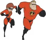 The Incredibles - Bob Parr Mr Incredible And Helen Parr Elastigirl - Superhero Couple Poses And Family Moments - Filled Embroidery Design - 7087