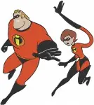 The Incredibles - Bob Parr Mr Incredible And Helen Parr Elastigirl - Superhero Couple Poses And Family Moments - Filled Embroidery Design - 7089