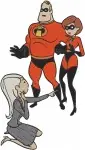 The Incredibles - Bob Parr And Helen Parr - Edna Mode - Syndrome Villain - Superhero Characters Group - Filled Embroidery Design - 7091