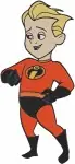 The Incredibles - Dash Parr Running And The Incredible Family Group - Superhero Kid And Family Team Up - Filled Embroidery Design - 7103
