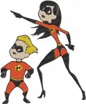 The Incredibles - Violet Parr Elastigirl Dash Parr And Edna Mode - Superhero Family And Fashion Designer - Filled Embroidery Design - 7106