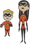 The Incredibles - Violet Parr Elastigirl Dash Parr And Edna Mode - Superhero Family And Fashion Designer - Filled Embroidery Design - 7107