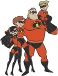 The Incredibles Family - Bob Helen Violet Dash Jack Jack - Superhero Team Action Poses Collection - Filled Embroidery Design - 7112