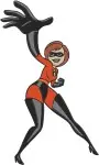 The Incredibles - Elastigirl Helen Parr Stretching And Edna Mode With Karen Voyd - Female Superheroes - Filled Embroidery Design - 7114