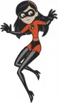 The Incredibles - Violet Parr Force Field And Elastigirl Helen Parr Stretching - Superhero Sister And Mother - Filled Embroidery Design - 7126