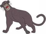 The Jungle Book - Bagheera The Wise Panther - Elegant Jungle Cat Walking And Sitting Poses - Filled Embroidery Design - 7142