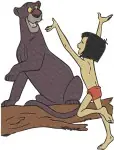The Jungle Book - Mowgli And Bagheera The Panther Best Friends - Jungle Boy And Mentor Cat Interactions - Filled Embroidery Design - 7153