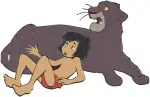 The Jungle Book - Mowgli And Bagheera The Panther Best Friends - Jungle Boy And Mentor Cat Interactions - Filled Embroidery Design - 7154