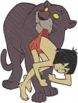 The Jungle Book - Mowgli And Bagheera The Panther Best Friends - Jungle Boy And Mentor Cat Interactions - Filled Embroidery Design - 7155