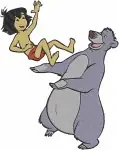 The Jungle Book - Mowgli Riding On Baloo The Bear'S Back - Best Jungle Buddies Adventure Moments - Filled Embroidery Design - 7172