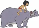 The Jungle Book - Mowgli And Baloo The Bear Friendship - Hugging Dancing And Playful Jungle Antics - Filled Embroidery Design - 7175