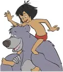 The Jungle Book - Mowgli And Baloo The Bear Friendship - Hugging Dancing And Playful Jungle Antics - Filled Embroidery Design - 7177