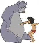 The Jungle Book - Mowgli And Baloo The Bear Dynamic Poses - Jungle Boy And Bear Friendship Interactions - Filled Embroidery Design - 7185
