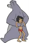 The Jungle Book - Mowgli And Baloo The Bear Dynamic Poses - Jungle Boy And Bear Friendship Interactions - Filled Embroidery Design - 7187