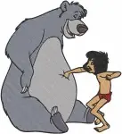 The Jungle Book - Mowgli And Baloo The Bear Dynamic Poses - Jungle Boy And Bear Friendship Interactions - Filled Embroidery Design - 7188