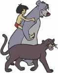 Disney Jungle Book Baloo Bear With Mowgli Bagheera Panther King Louie Monkey Friends Collection - Filled Embroidery Design - 7207