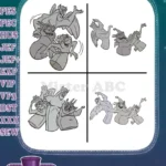 Hunchback Of Notre Dame Gargoyles Victor Hugo Laverne Group And Individual Poses - Filled Embroidery Design - Instant Download
