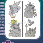 Hunchback Of Notre Dame Gargoyle Friends Victor Hugo Laverne Character Studies - Filled Embroidery Design - Instant Download
