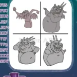 Hunchback Of Notre Dame Gargoyles Victor And Hugo Expressive Character Portraits - Filled Embroidery Design - Instant Download