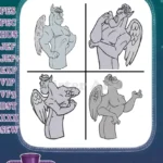 Hunchback Of Notre Dame Gargoyle Laverne Female Gargoyle Various Expressions - Filled Embroidery Design - Instant Download