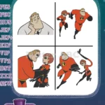 The Incredibles - Bob Parr Mr Incredible And Helen Parr Elastigirl - Superhero Couple Poses And Family Moments - Filled Embroidery Design - Instant Download