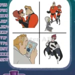 The Incredibles - Bob Parr And Helen Parr - Edna Mode - Syndrome Villain - Superhero Characters Group - Filled Embroidery Design - Instant Download