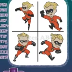 The Incredibles - Dash Parr The Super Speed Son - Energetic Running And Action Hero Kid Poses - Filled Embroidery Design - Instant Download