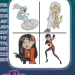 The Incredibles - Frozone Lucius Best - Violet Parr - Voyd Karen And Mirage - Supporting Superhero Cast - Filled Embroidery Design - Instant Download