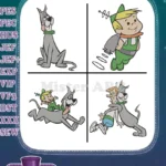 The Jetsons - George Jetson Elroy Jetson And Astro The Dog - Futuristic Family Hanna Barbera Coon - Filled Embroidery Design - Instant Download