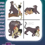 The Jungle Book - Mowgli And Bagheera The Panther Best Friends - Jungle Boy And Mentor Cat Interactions - Filled Embroidery Design - Instant Download