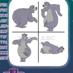 The Jungle Book - Baloo The Bear Fun Loving Poses - Dancing Floating And Relaxing In The Jungle - Filled Embroidery Design - Instant Download
