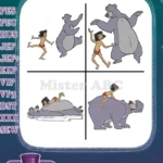 The Jungle Book - Mowgli The Man Cub And Baloo The Bear - Playful Jungle Friends Interacting Poses - Filled Embroidery Design - Instant Download