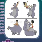 The Jungle Book - Mowgli Riding On Baloo The Bear'S Back - Best Jungle Buddies Adventure Moments - Filled Embroidery Design - Instant Download