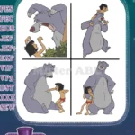 The Jungle Book - Mowgli The Boy And Baloo The Bear Standing Together - Classic Disney Jungle Pals Poses - Filled Embroidery Design - Instant Download